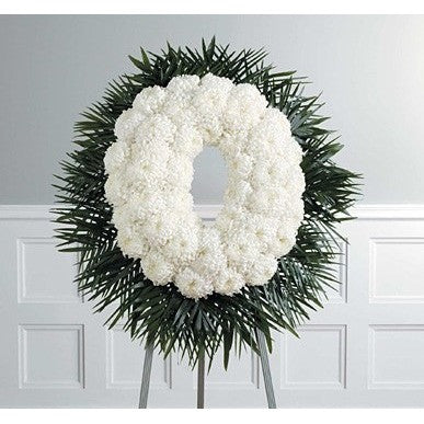 Wreath with Salal Leaves and Pastel Color Flowers Standing Spray