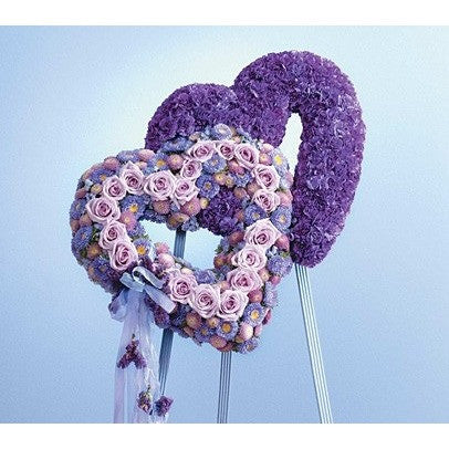 Lavander and Purple Heart with Ribbon Standing Spray
