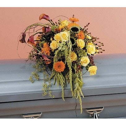 Religious Orange Flowers Sympathy Tribute