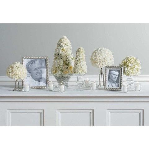 White Flower Half Couch Casket and Basket Sympathy Package