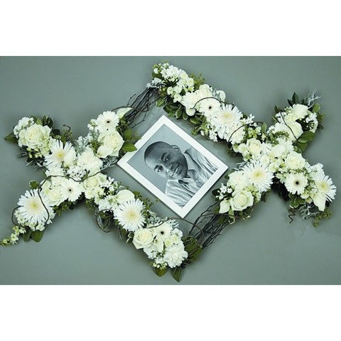 White Garland Flowers Sympathy Tribute