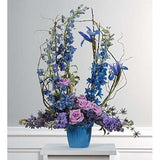 Blue and Lavander Sympathy Basket Spray - Flowers by Pouparina