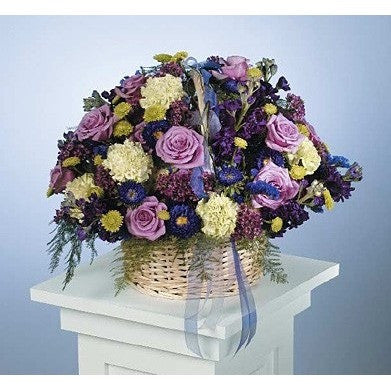 Lavender Lilies Blue and Purple Sympathy Basket