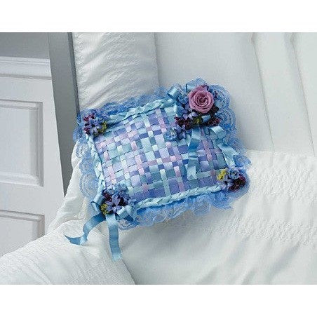 Blue, Lavander and Purple Flowers with Hanging Ribbons Sympathy Casket Spray
