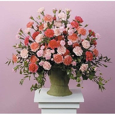 Pink and Red Carnation Sympathy Basket - Flowers by Pouparina
