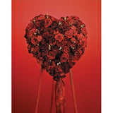 Red Roses Heart with Ribbon Standing Spray - Flowers by Pouparina