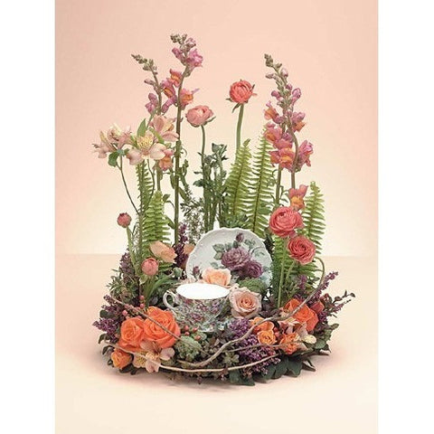 Red Flowers and Ribbon Sympathy Corner Pieces Lid Inset