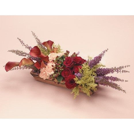 Redish Wicker Sympathy Basket - Flowers by Pouparina