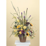 Purple,Yellow Sunflowers and Yellow Roses Sympathy Basket - Flowers by Pouparina