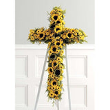 Yellow Sunflowers Cross Standing Spray - Flowers by Pouparina