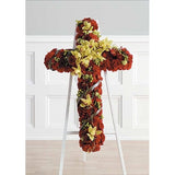 Complementary Red and Green Standing Cross - Flowers by Pouparina