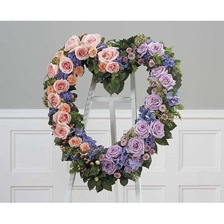 Double Purple and Lavander Hearts Standing Spray