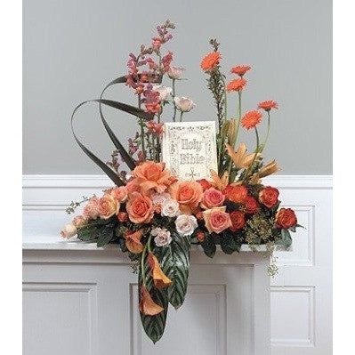 Orange Gerberas, Lavander Roses and Yellow Mini Callas Sympathy Tribute Flowers