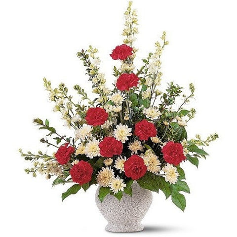 Colorful Basket, Red Gladioli, Sunflowers, Gerberas and Roses Sympathy Basket
