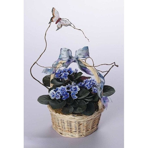 Green Planter with Blooming Plants